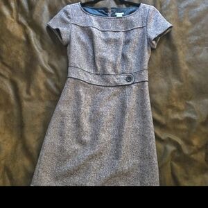 Anne Taylir LOFT Gray Textured Midi Dress For Business Work Office